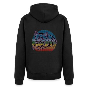 Chat graphique Retro Cat pour les propriétaires de chats - Veste à capuche bio Premium Unisexe - noir - Dos - Nico (187cm)