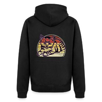 Chat graphique Retro Cat pour les propriétaires de chats - Veste à capuche bio Premium Unisexe - noir - Dos - Nico (187cm)
