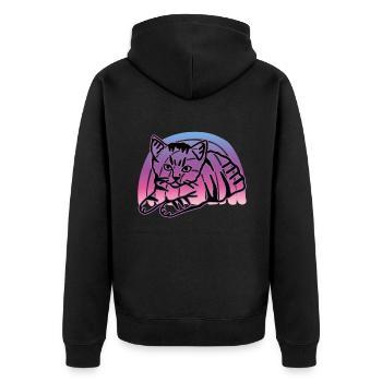 Chat graphique Retro Cat pour les propriétaires de chats - Veste à capuche bio Premium Unisexe - noir - Dos - Nico (187cm)