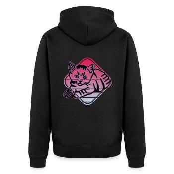 Chat graphique Retro Cat pour les propriétaires de chats - Veste à capuche bio Premium Unisexe - noir - Dos - Nico (187cm)