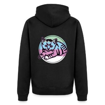 Chat graphique Retro Cat pour les propriétaires de chats - Veste à capuche bio Premium Unisexe - noir - Dos - Nico (187cm)