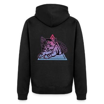 Chat graphique Retro Cat pour les propriétaires de chats - Veste à capuche bio Premium Unisexe - noir - Dos - Nico (187cm)
