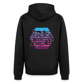 Chat graphique Retro Cat pour les propriétaires de chats - Veste à capuche bio Premium Unisexe - noir - Dos - Nico (187cm)