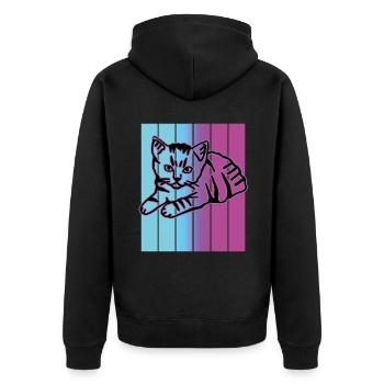 Retro Cat Graphic Cat for Cat Owners - Unisex Premium Organic Zip Hoodie - black - Back - Nico (187cm)