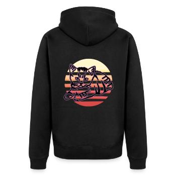 Chat graphique Retro Cat pour les propriétaires de chats - Veste à capuche bio Premium Unisexe - noir - Dos - Nico (187cm)