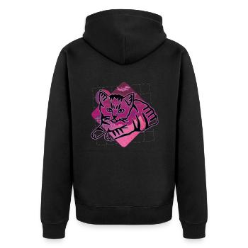 Chat graphique Retro Cat pour les propriétaires de chats - Veste à capuche bio Premium Unisexe - noir - Dos - Nico (187cm)