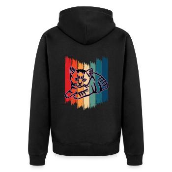 Chat graphique Retro Cat pour les propriétaires de chats - Veste à capuche bio Premium Unisexe - noir - Dos - Nico (187cm)