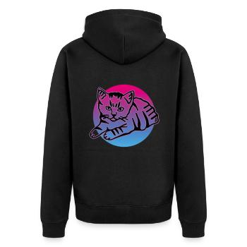 Retro Cat Graphic Cat for Cat Owners - Unisex Premium Organic Zip Hoodie - black - Back - Nico (187cm)