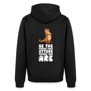 Niedliche Otter-Wortspiele Und Otter-Witze - Unisex Premium Bio Zip Hoodie - Schwarz - Hinten - Nico (187cm)