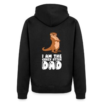 Petits jeux de mots sur les loutres et blagues sur les loutres - Veste à capuche bio Premium Unisexe - noir - Dos - Nico (187cm)
