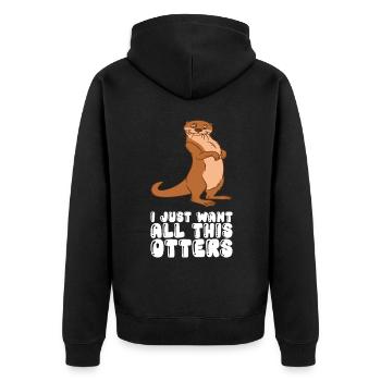 Petits jeux de mots sur les loutres et blagues sur les loutres - Veste à capuche bio Premium Unisexe - noir - Dos - Nico (187cm)