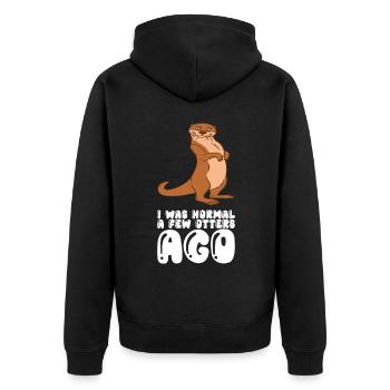 Petits jeux de mots sur les loutres et blagues sur les loutres - Veste à capuche bio Premium Unisexe - noir - Dos - Nico (187cm)