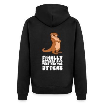 Petits jeux de mots sur les loutres et blagues sur les loutres - Veste à capuche bio Premium Unisexe - noir - Dos - Nico (187cm)