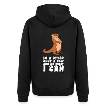 Petits jeux de mots sur les loutres et blagues sur les loutres - Veste à capuche bio Premium Unisexe - noir - Dos - Nico (187cm)