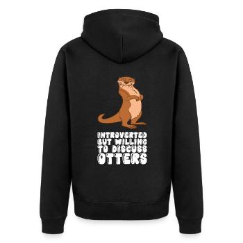 Petits jeux de mots sur les loutres et blagues sur les loutres - Veste à capuche bio Premium Unisexe - noir - Dos - Nico (187cm)