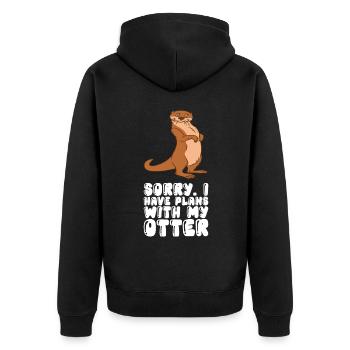 Petits jeux de mots sur les loutres et blagues sur les loutres - Veste à capuche bio Premium Unisexe - noir - Dos - Nico (187cm)