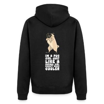 At A Pug Girl - Unisex Premium Organic Zip Hoodie - black - Back - Nico (187cm)