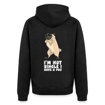 I'm Not Single I Have A Pug - Unisex Premium Organic Zip Hoodie - black - Back - Nico (187cm)