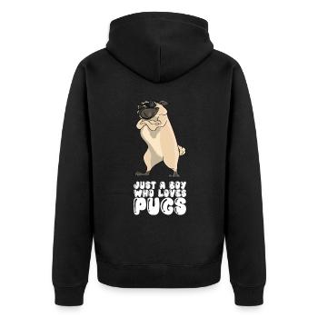 Just A Boy Who Loves Pugs - Unisex Premium Organic Zip Hoodie - black - Back - Nico (187cm)