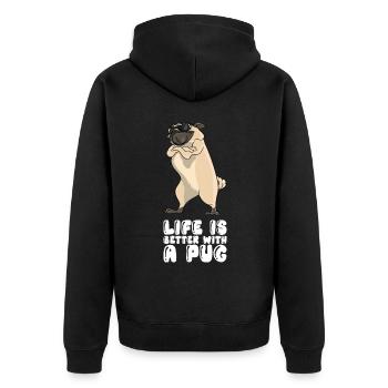 Life Is Better With A Pug - Unisex Premium Organic Zip Hoodie - black - Back - Nico (187cm)