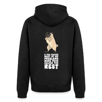 A Pug Solves Most Of My Problems - Unisex Premium Organic Zip Hoodie - black - Back - Nico (187cm)