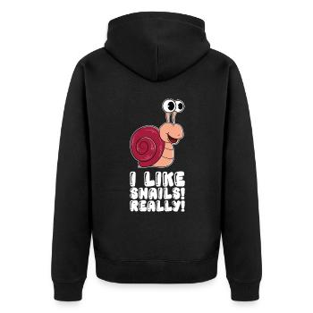 I really like snails - Unisex Premium Organic Zip Hoodie - black - Back - Nico (187cm)