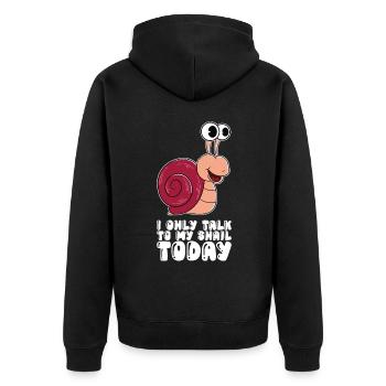 Ich Spreche Heute Nur Mit Meiner Schnecke - Unisex Premium Bio Zip Hoodie - Schwarz - Hinten - Nico (187cm)