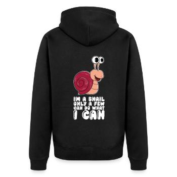 Ich Bin Eine Schnecke - Unisex Premium Bio Zip Hoodie - Schwarz - Hinten - Nico (187cm)
