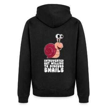 Introvertiert Über Schnecken Zu Sprechen - Unisex Premium Bio Zip Hoodie - Schwarz - Hinten - Nico (187cm)