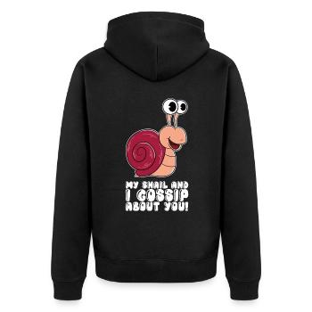 My snail and I gossip about you - Unisex Premium Organic Zip Hoodie - black - Back - Nico (187cm)