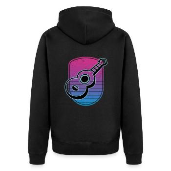 Ukulelen Vitage - Unisex Premium Bio Zip Hoodie - Schwarz - Hinten - Nico (187cm)