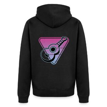 Ukulelen Vitage - Unisex Premium Bio Zip Hoodie - Schwarz - Hinten - Nico (187cm)