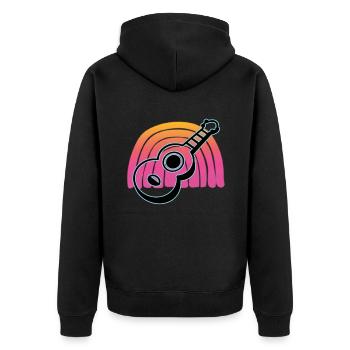 Ukulelen Vitage - Unisex Premium Bio Zip Hoodie - Schwarz - Hinten - Nico (187cm)