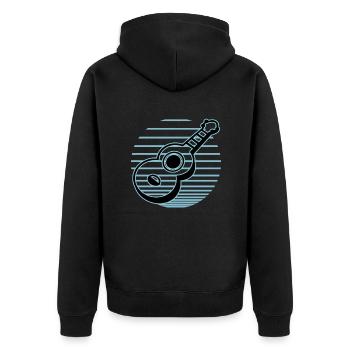 Ukulelen Vitage - Unisex Premium Bio Zip Hoodie - Schwarz - Hinten - Nico (187cm)