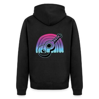 Ukulelen Vitage - Unisex Premium Bio Zip Hoodie - Schwarz - Hinten - Nico (187cm)