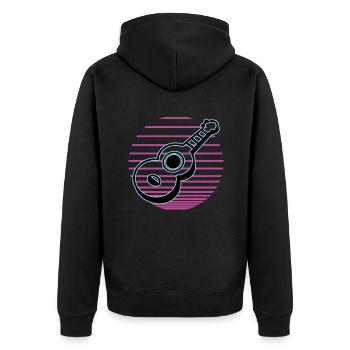 Ukulelen Vitage - Unisex Premium Bio Zip Hoodie - Schwarz - Hinten - Nico (187cm)