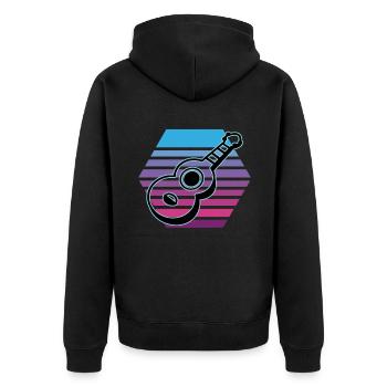 Ukulelen Vitage - Unisex Premium Bio Zip Hoodie - Schwarz - Hinten - Nico (187cm)