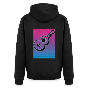 Ukulelen Vitage - Unisex Premium Bio Zip Hoodie - Schwarz - Hinten - Nico (187cm)