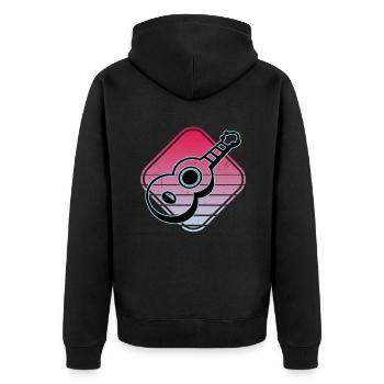 Ukulelen Vitage - Unisex Premium Bio Zip Hoodie - Schwarz - Hinten - Nico (187cm)