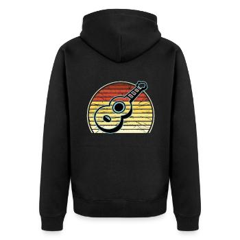 Ukulelen Vitage - Unisex Premium Bio Zip Hoodie - Schwarz - Hinten - Nico (187cm)