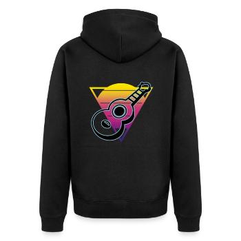 Ukulelen Vitage - Unisex Premium Bio Zip Hoodie - Schwarz - Hinten - Nico (187cm)