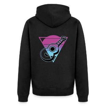 Ukulelen Vitage - Unisex Premium Bio Zip Hoodie - Schwarz - Hinten - Nico (187cm)