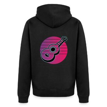 Ukulelen Vitage - Unisex Premium Bio Zip Hoodie - Schwarz - Hinten - Nico (187cm)