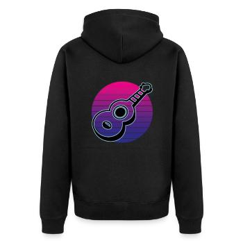 Ukulelen Vitage - Unisex Premium Bio Zip Hoodie - Schwarz - Hinten - Nico (187cm)