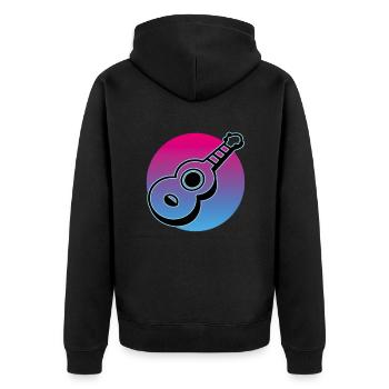 Ukulelen Vitage - Unisex Premium Bio Zip Hoodie - Schwarz - Hinten - Nico (187cm)