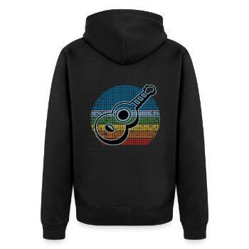 Ukulelen Vitage - Unisex Premium Bio Zip Hoodie - Schwarz - Hinten - Nico (187cm)