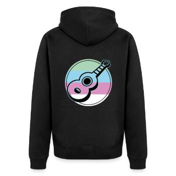 Ukulelen Vitage - Unisex Premium Bio Zip Hoodie - Schwarz - Hinten - Nico (187cm)
