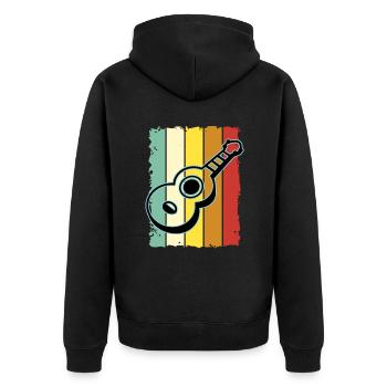 Ukulelen Vitage - Unisex Premium Bio Zip Hoodie - Schwarz - Hinten - Nico (187cm)