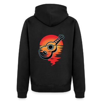 Ukulelen Vitage - Unisex Premium Bio Zip Hoodie - Schwarz - Hinten - Nico (187cm)