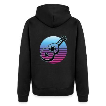 Ukulelen Vitage - Unisex Premium Bio Zip Hoodie - Schwarz - Hinten - Nico (187cm)